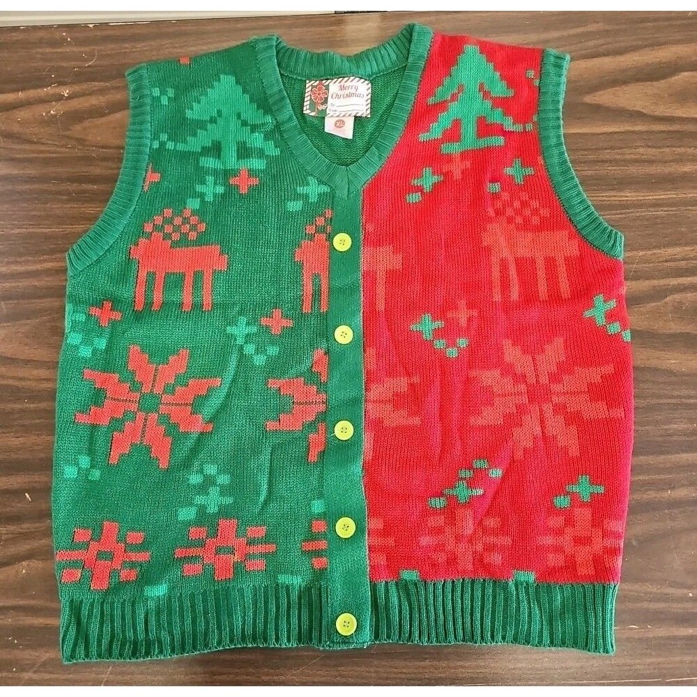 Ugly Christmas Sweater Women’s Best Merry Christmas Sz XL Vest